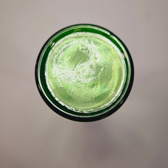 Vintage Green Stretch Glass Ruffled Rim Metal Floral Embellished Bud Vase - Picture 7 of 9